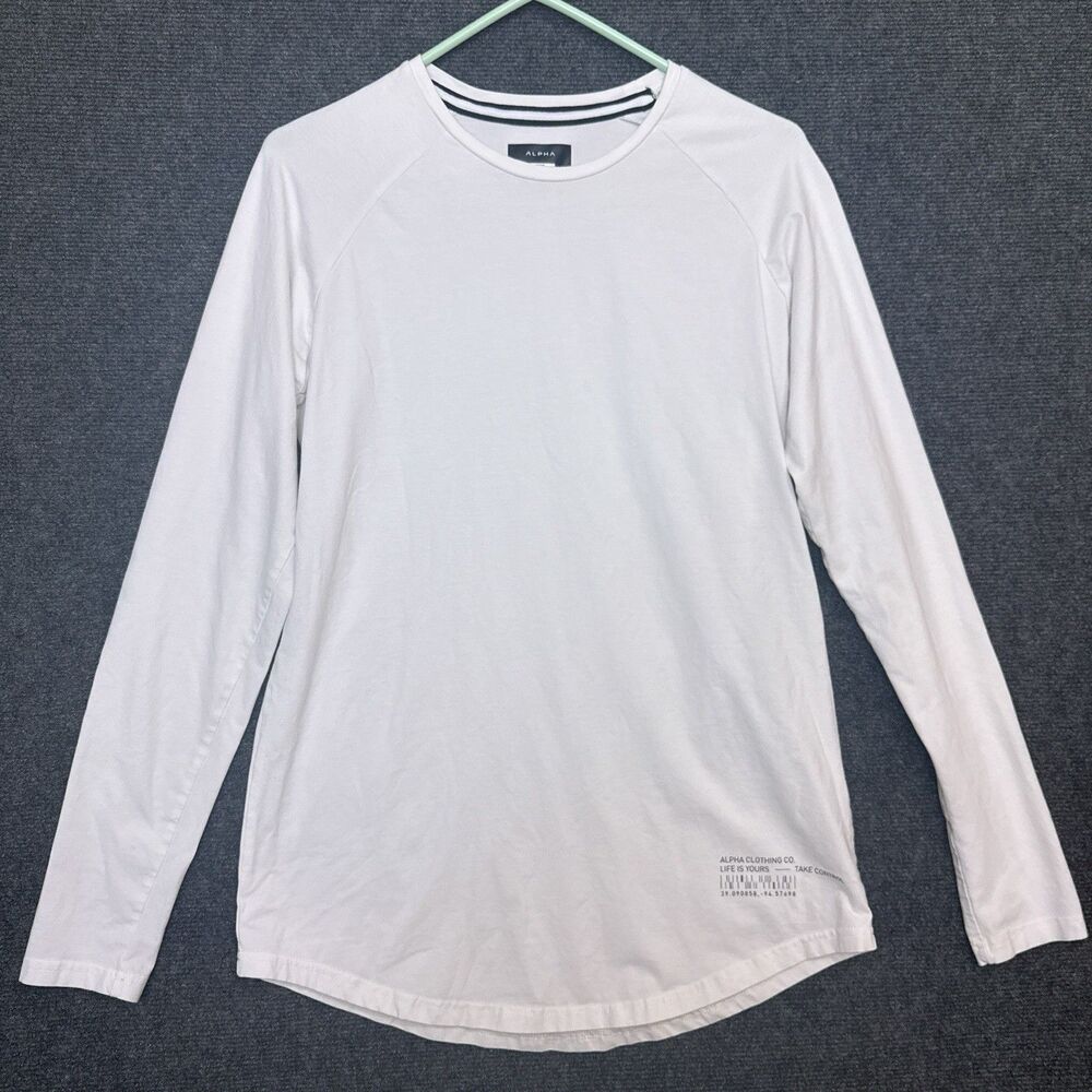 Alpha Clothing Co Mens White Long Sleeve Top Activewear Golf Fishing M